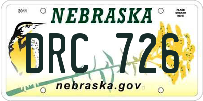 NE license plate DRC726