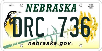 NE license plate DRC736