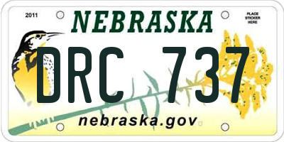 NE license plate DRC737