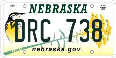 NE license plate DRC738