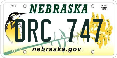NE license plate DRC747