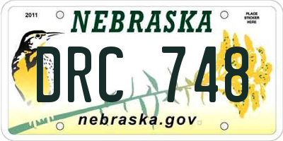 NE license plate DRC748