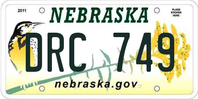 NE license plate DRC749