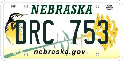 NE license plate DRC753