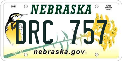 NE license plate DRC757