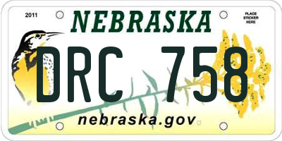 NE license plate DRC758