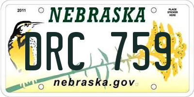 NE license plate DRC759