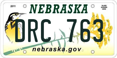NE license plate DRC763