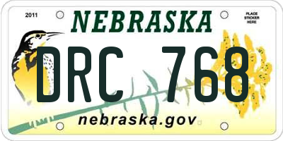 NE license plate DRC768