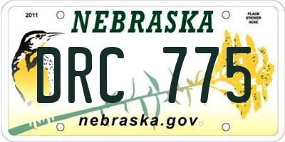NE license plate DRC775