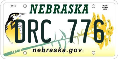 NE license plate DRC776