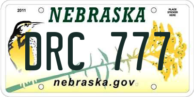 NE license plate DRC777
