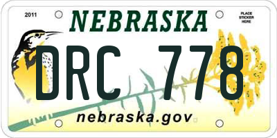 NE license plate DRC778
