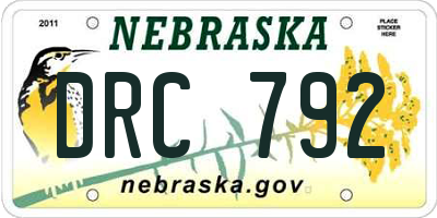 NE license plate DRC792