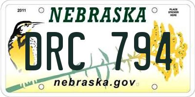 NE license plate DRC794