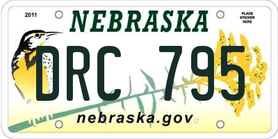 NE license plate DRC795