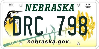 NE license plate DRC798