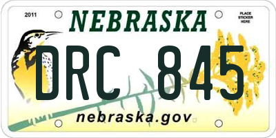 NE license plate DRC845