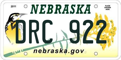 NE license plate DRC922