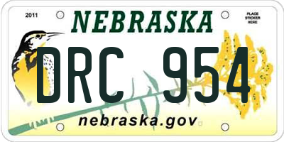 NE license plate DRC954