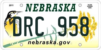 NE license plate DRC958