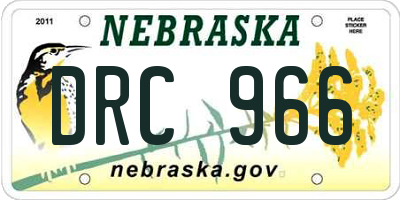NE license plate DRC966