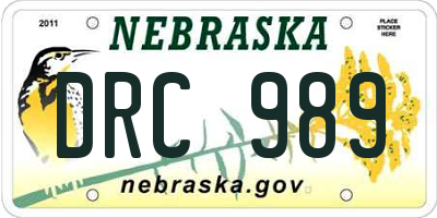 NE license plate DRC989