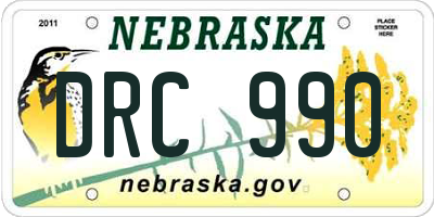 NE license plate DRC990