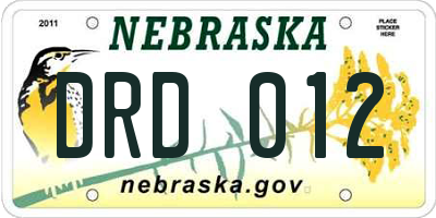 NE license plate DRD012