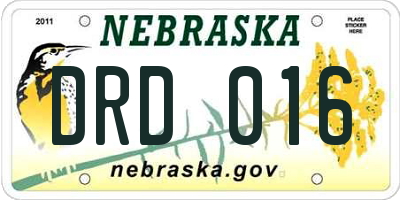 NE license plate DRD016