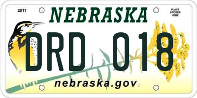 NE license plate DRD018