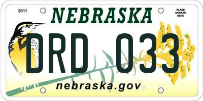 NE license plate DRD033