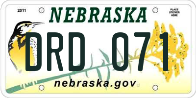 NE license plate DRD071