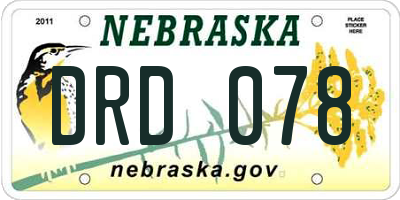 NE license plate DRD078
