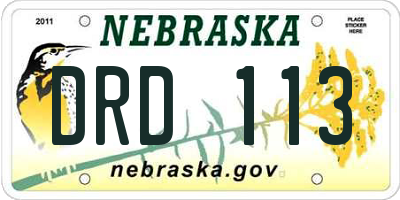NE license plate DRD113