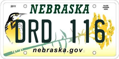 NE license plate DRD116