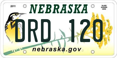 NE license plate DRD120