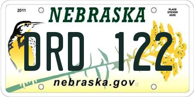 NE license plate DRD122