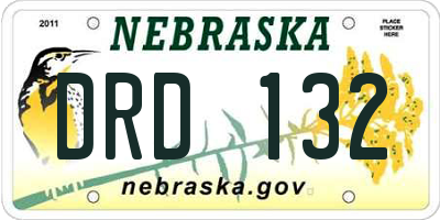 NE license plate DRD132