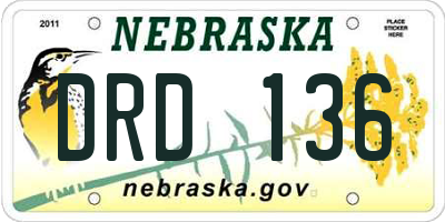 NE license plate DRD136