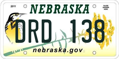 NE license plate DRD138