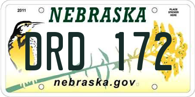 NE license plate DRD172