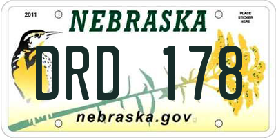 NE license plate DRD178