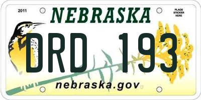 NE license plate DRD193