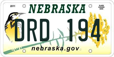 NE license plate DRD194