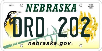 NE license plate DRD202