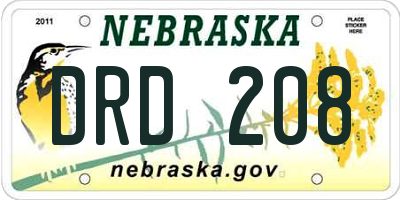 NE license plate DRD208