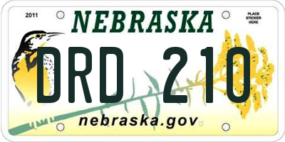 NE license plate DRD210