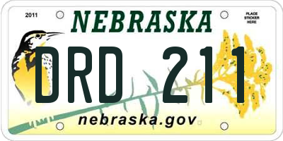 NE license plate DRD211