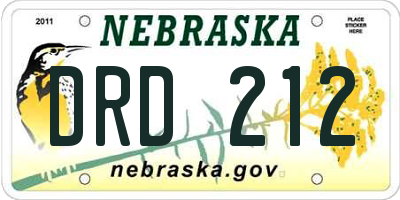 NE license plate DRD212